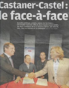 confrontation-Christophe Castaner-ministre-Sébastien Galaup-animateur de table ronde